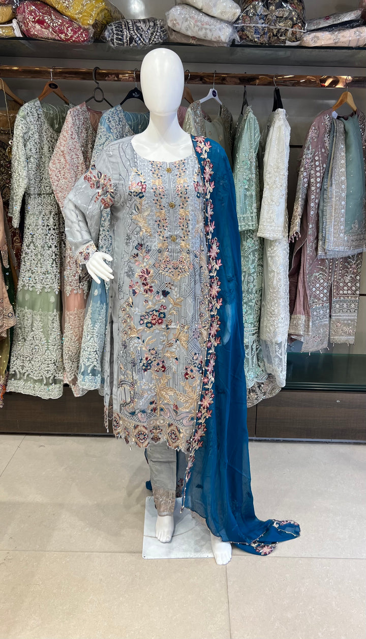 RAMSHA DESIGNER THREAD WORK CHIFFON SUITS - SHA01