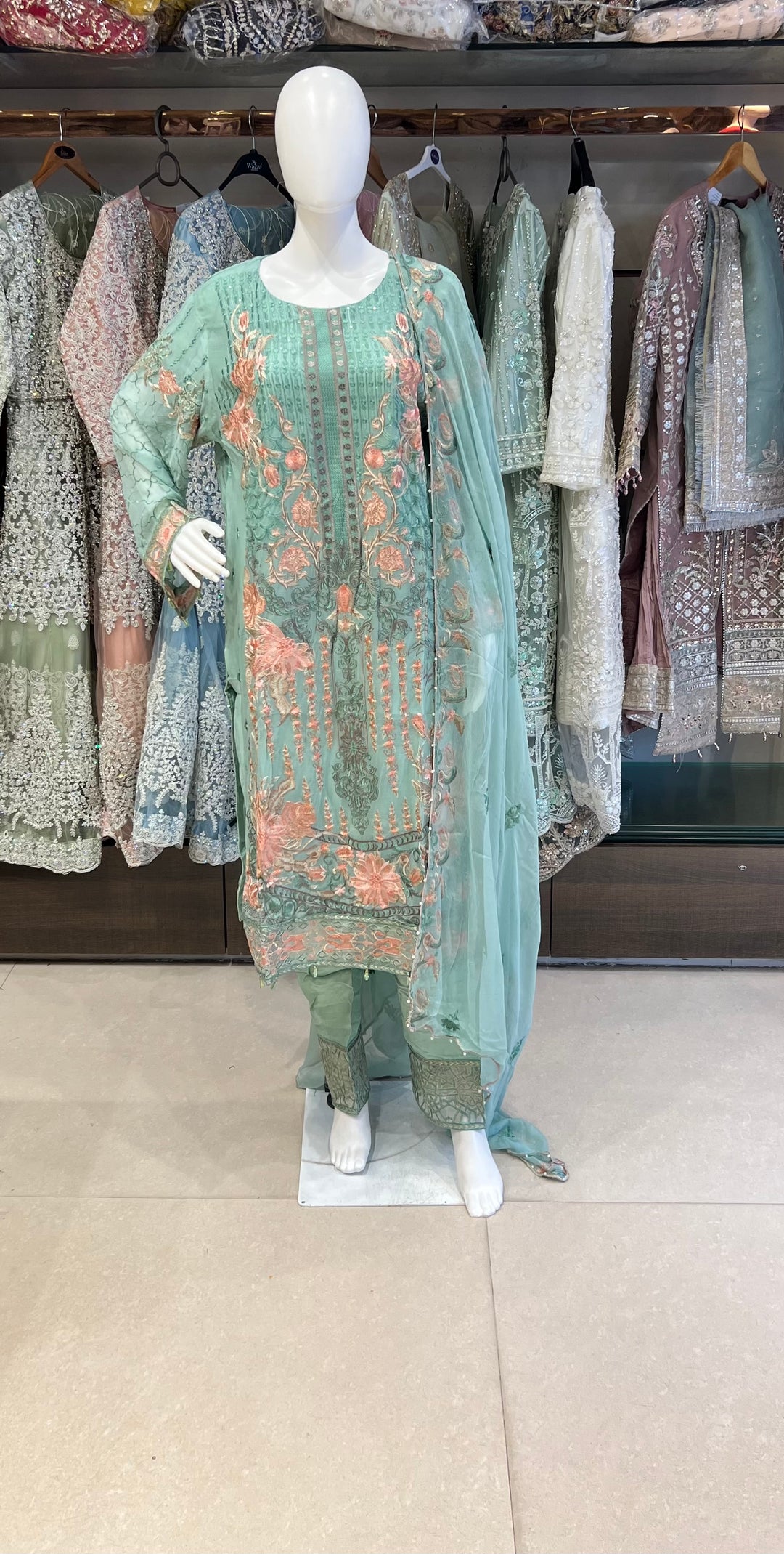 RAMSHA DESIGNER THREAD WORK CHIFFON SUITS - SHA01