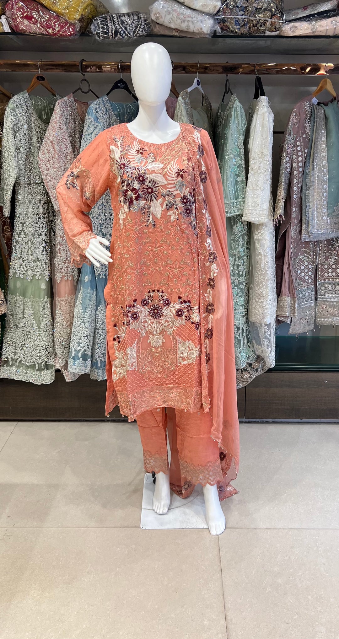 RAMSHA DESIGNER THREAD WORK CHIFFON SUITS - SHA01