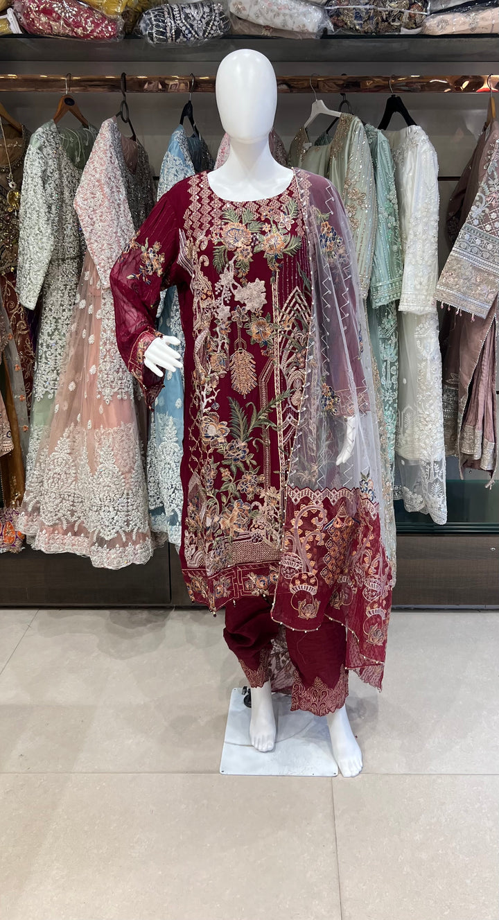 RAMSHA DESIGNER THREAD WORK CHIFFON SUITS - SHA01