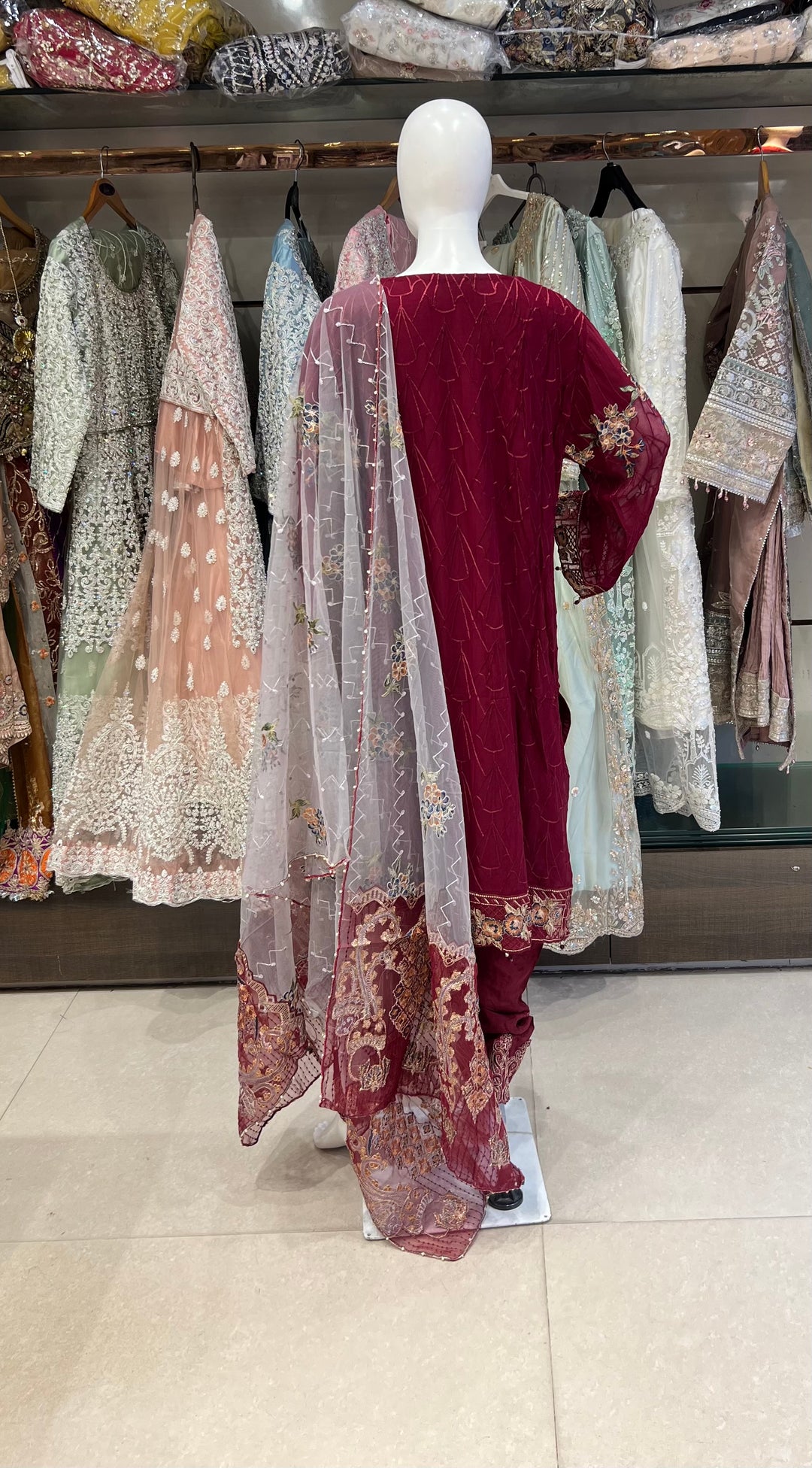 RAMSHA DESIGNER THREAD WORK CHIFFON SUITS - SHA01