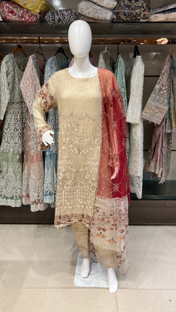 RAMSHA DESIGNER THREAD WORK CHIFFON SUITS - SHA01