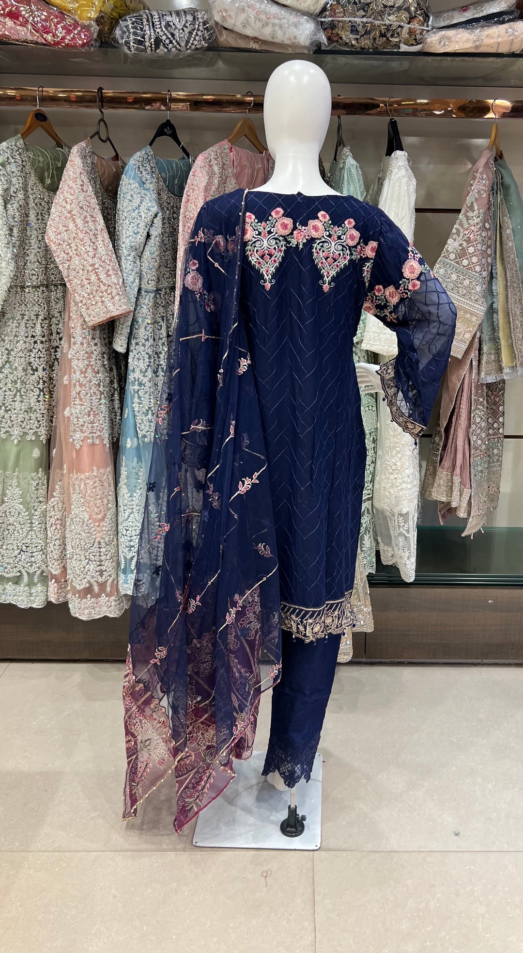 RAMSHA DESIGNER THREAD WORK CHIFFON SUITS - SHA01