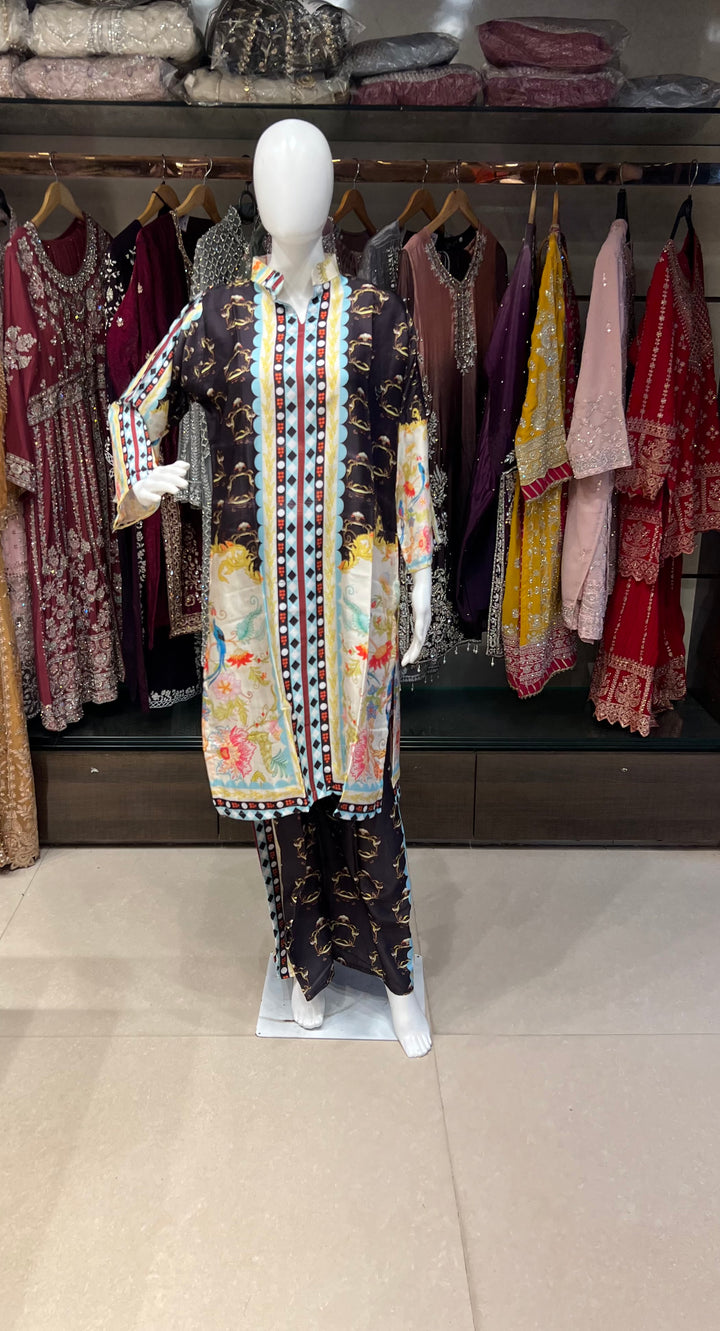 TURKISH PRINTED SILK COORD SET  (3XL)-IKCP01/IKBN04/10