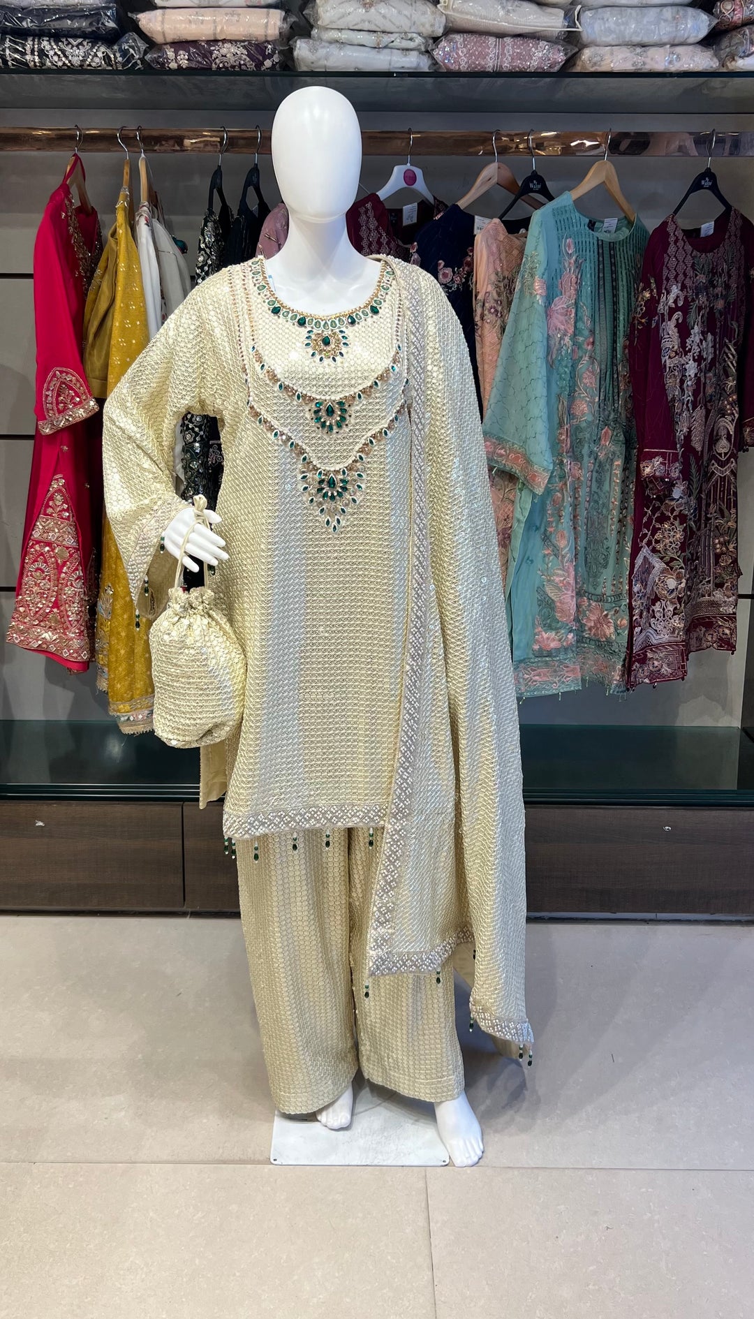 SEQUINCE WITH DIMAND WORK DESIGNER SUIT - IKJE03