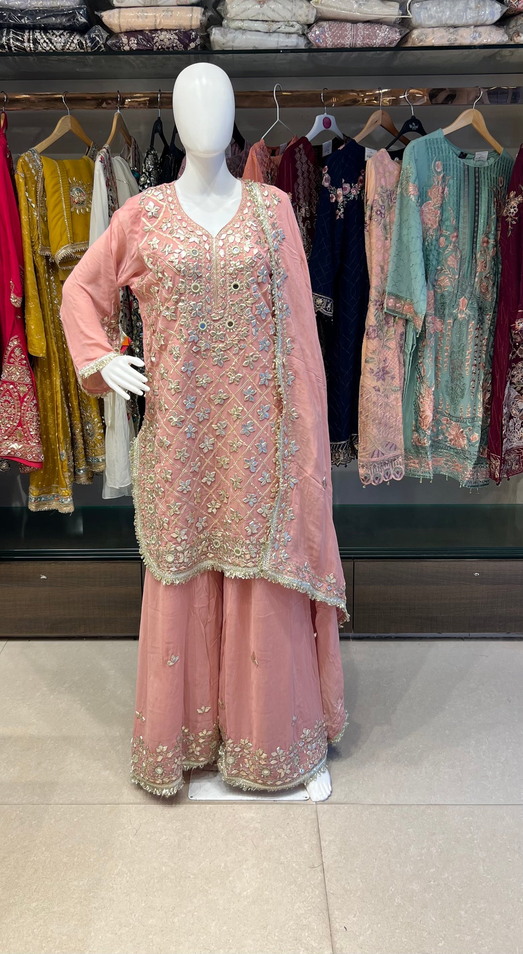 GOTA MIRROR WORK DESIGNER SUIT - IKJE01