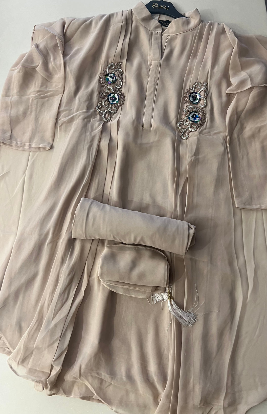 KAFTAN COORD SET (CREAM) (GORGETTE) SUIT -KTN01