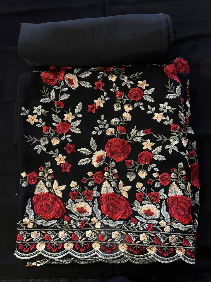 KASHMIRI DESIGNER UNSTITCHED THREAD WORK DRESS MATERIAL - BRT43