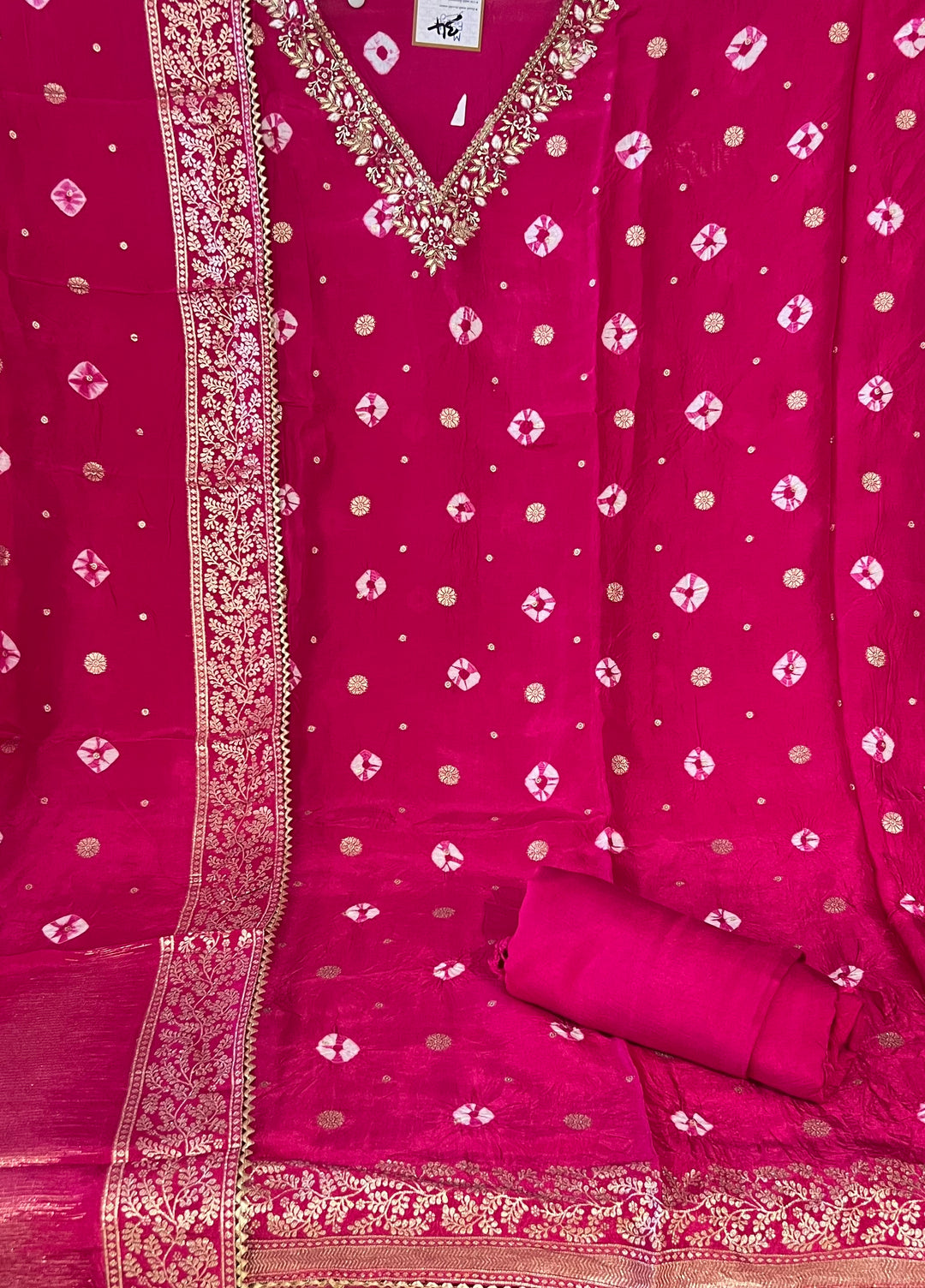 BANDHANI DESIGNER UNSTITCHED WORK DRESS MATERIAL - BRT34