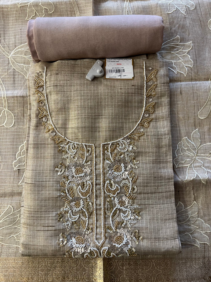 HEER ORGANZA DESIGNER UNSTITCHED DRESS MATERIAL - BRT63