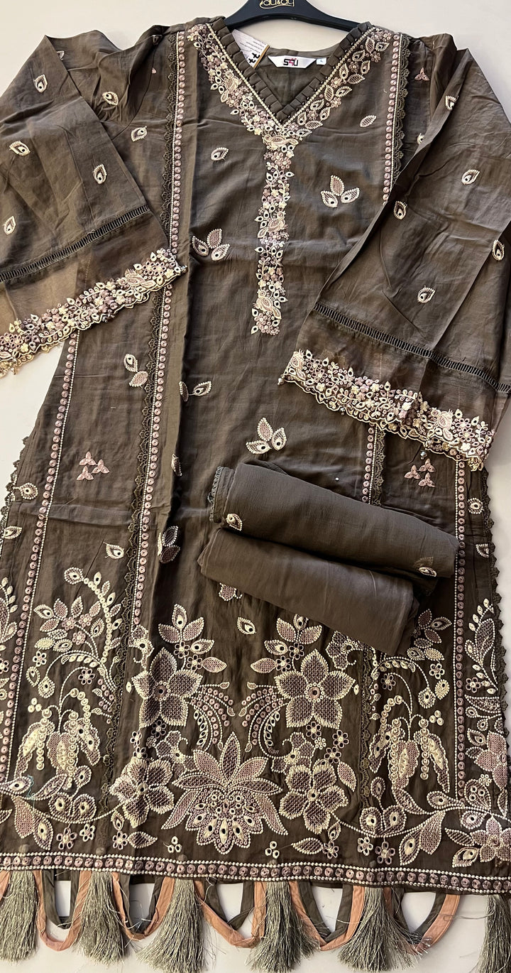 EMBROIDERY COTTON DESIGNER SUIT - BRT77