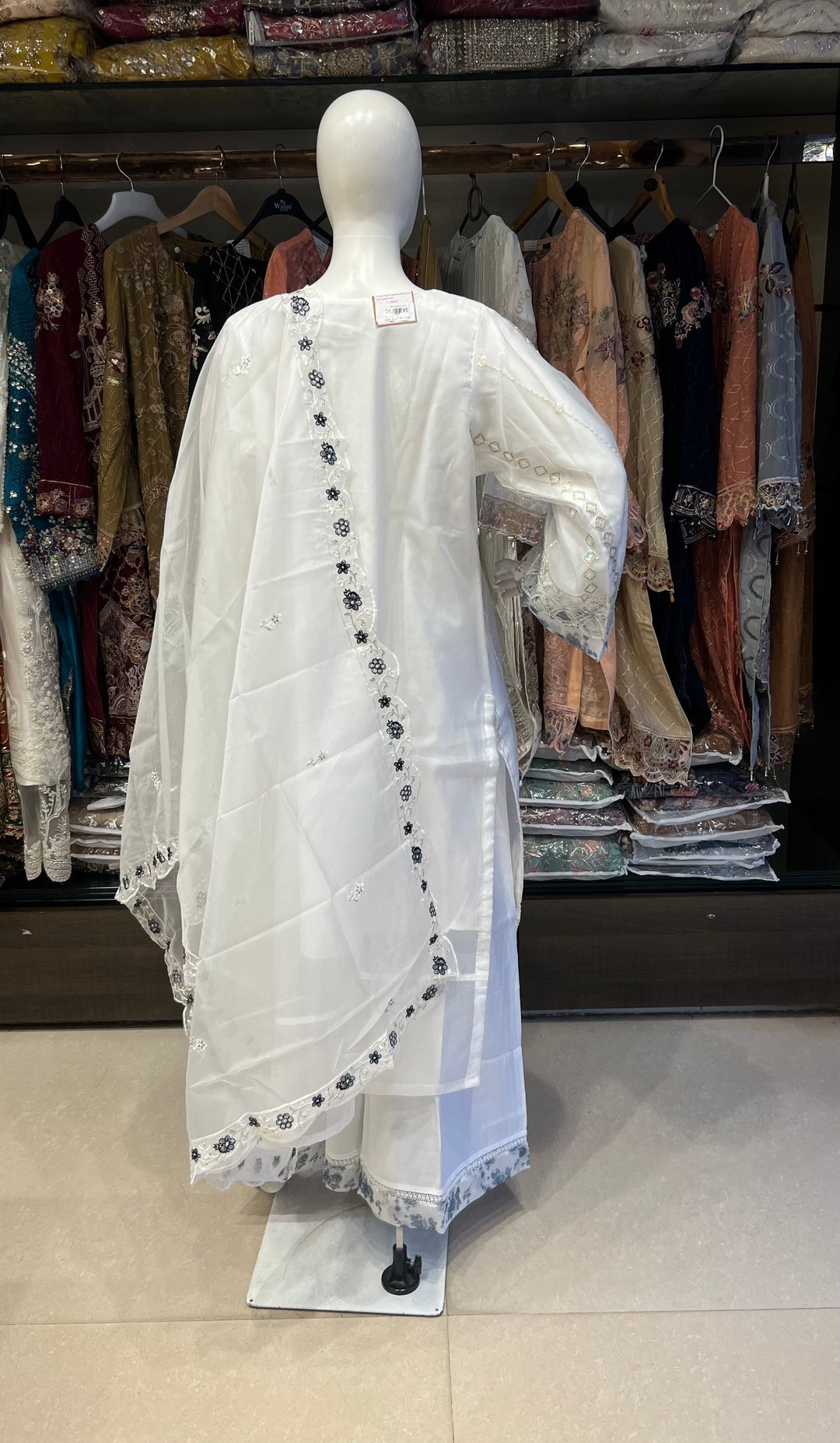 WHITE PAKISTANI ORGANZA DESIGNER SUIT - BRT22