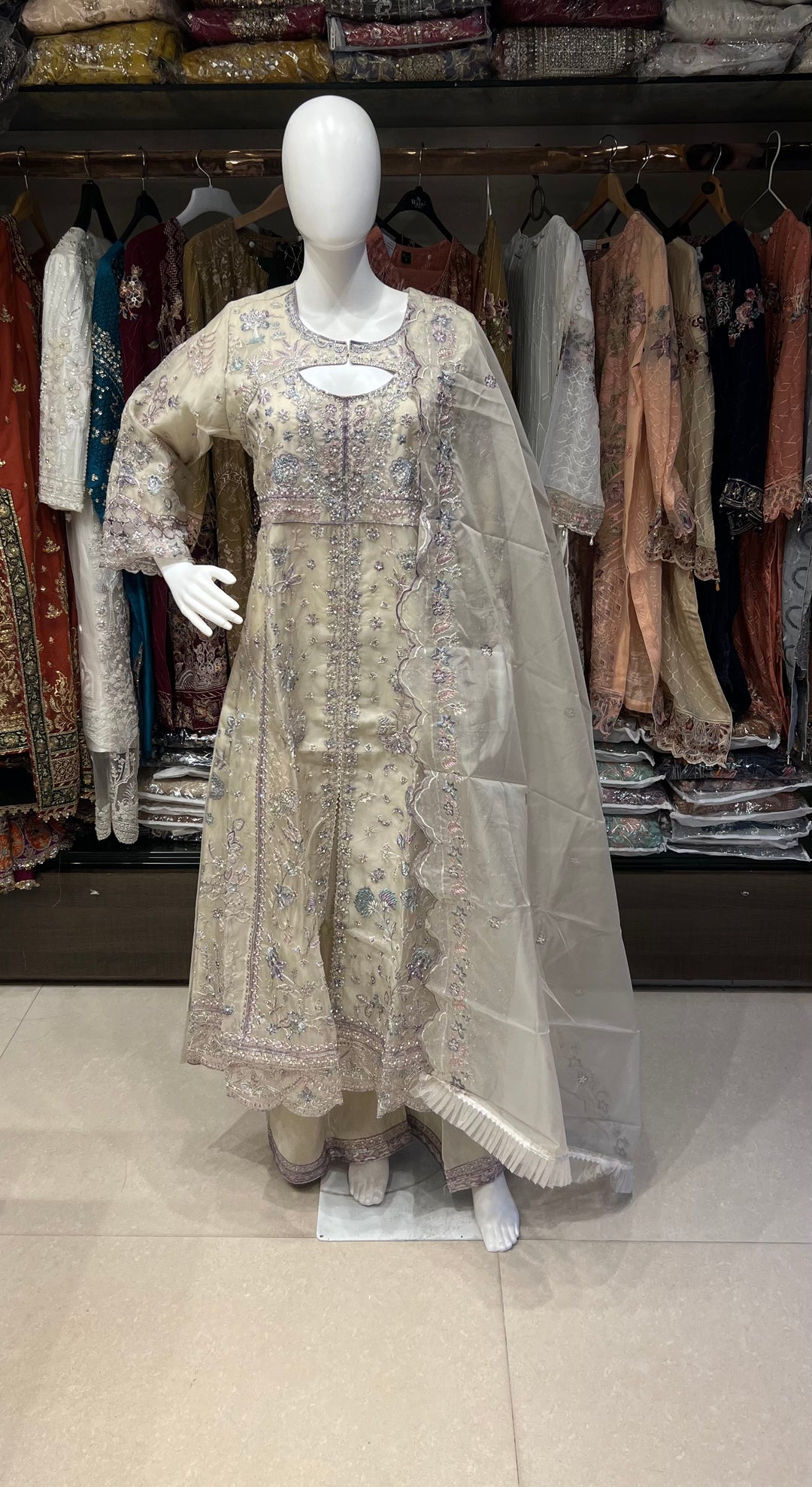 ANARKALI DESIGNER PAKISTANI ORGANZA SUIT- BRT00072