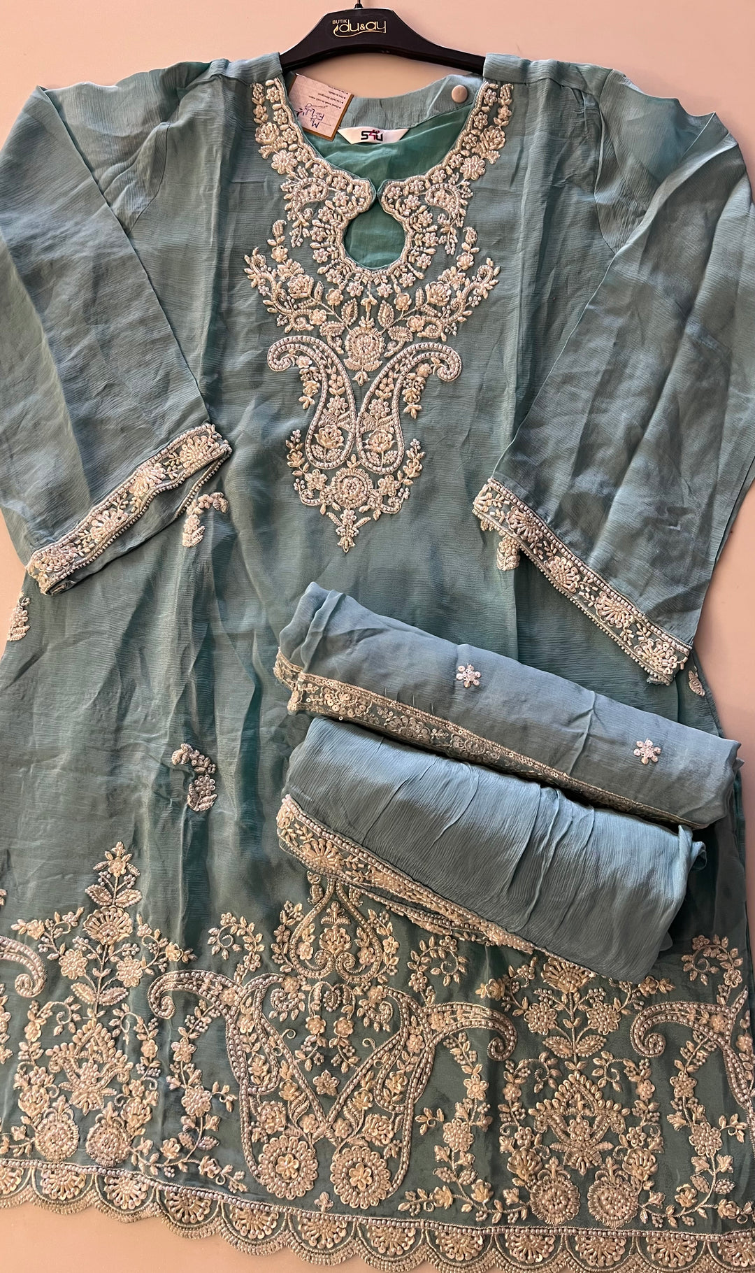 BLUE DESIGNER SHARARA DRESS - BRT104