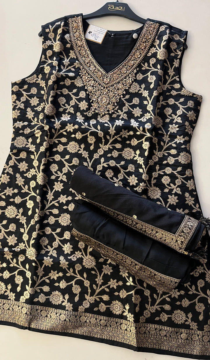 BLACK FARSHI SALWAR BANARASI DESIGNER SUIT - BRT28