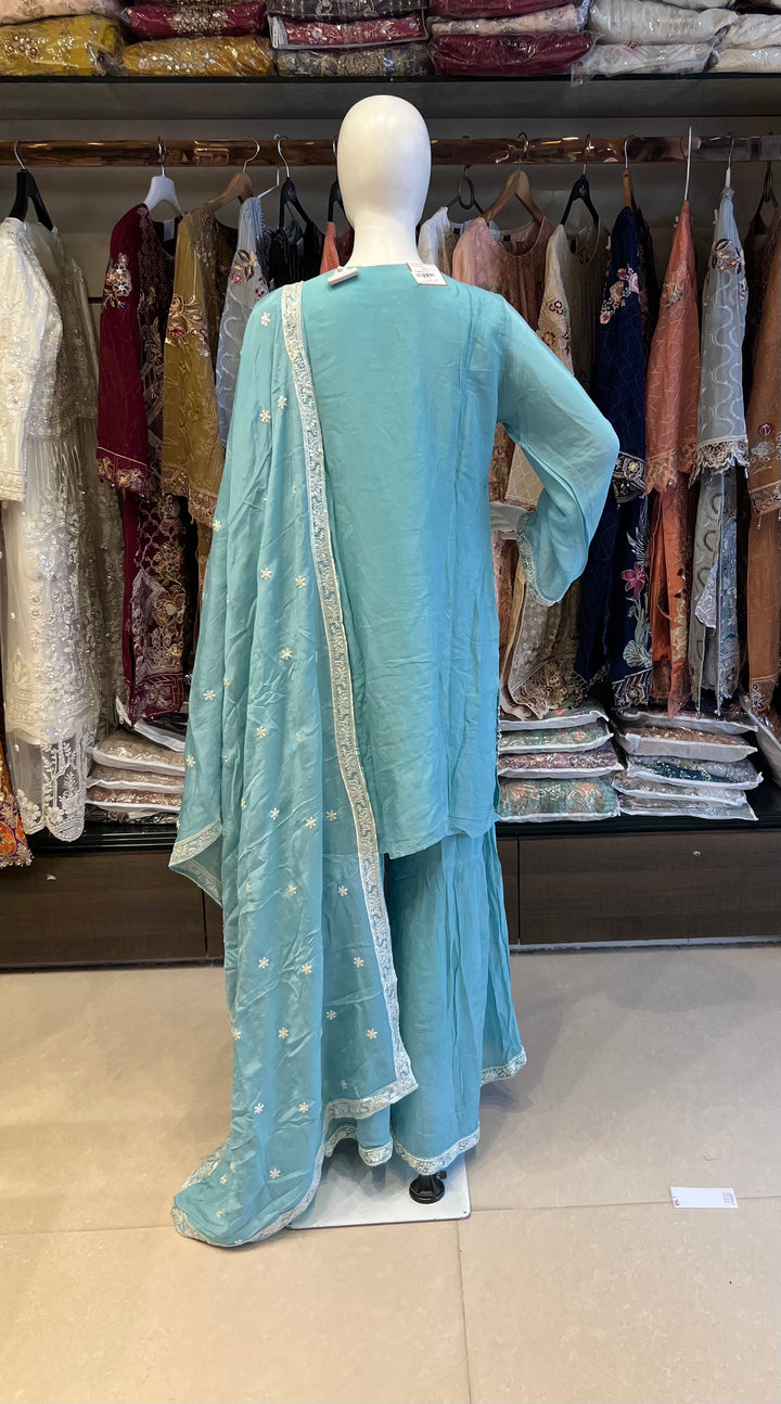 BLUE DESIGNER SHARARA DRESS - BRT104