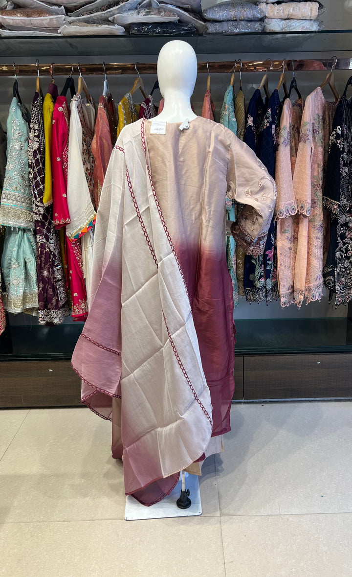 PAKISTANI ORGANZA DUPATTA WITH EMBROIDERY WORK SUIT - NMIK12