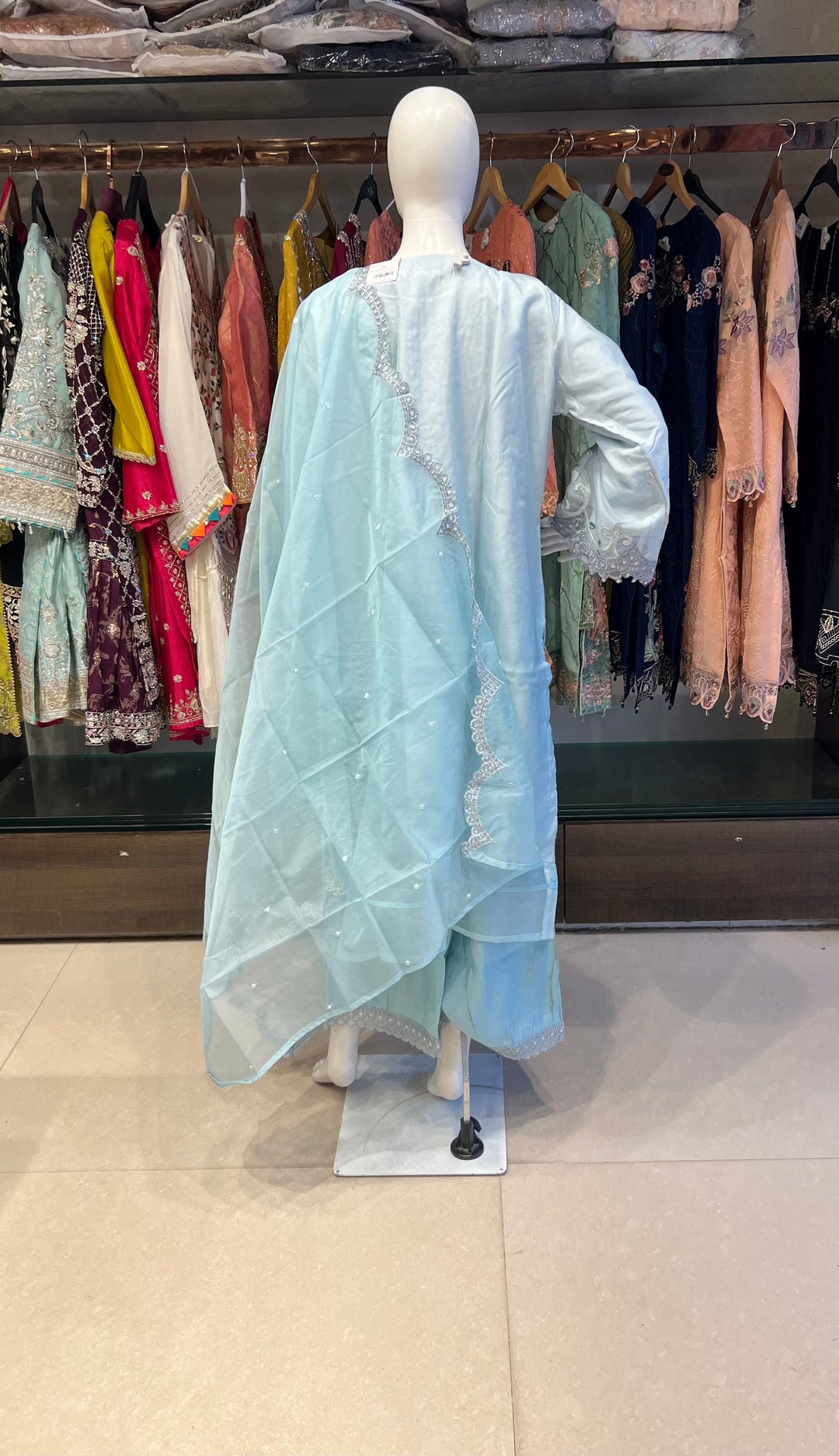 PAKISTANI ORGANZA DUPATTA WITH EMBROIDERY WORK SUIT - NMIK12