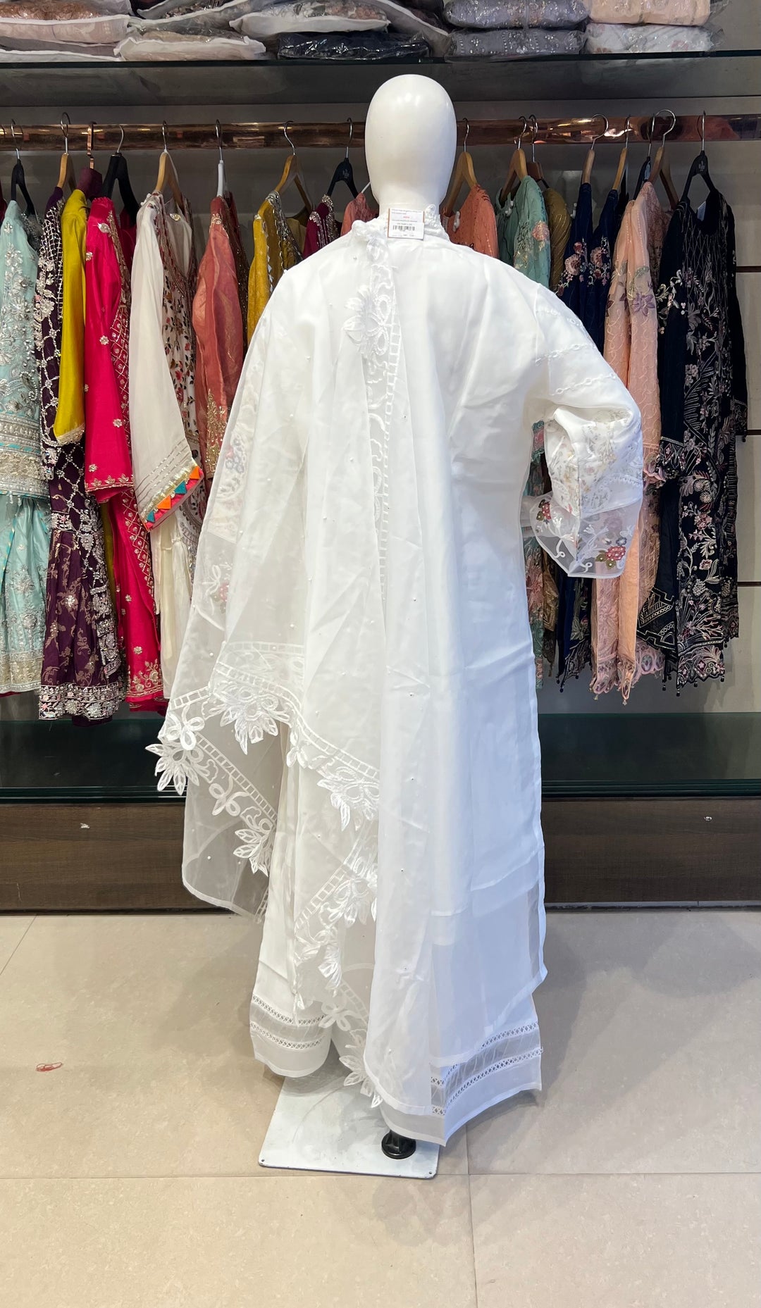 PAKISTANI ORGANZA DUPATTA WITH EMBROIDERY WORK SUIT - NMIK12