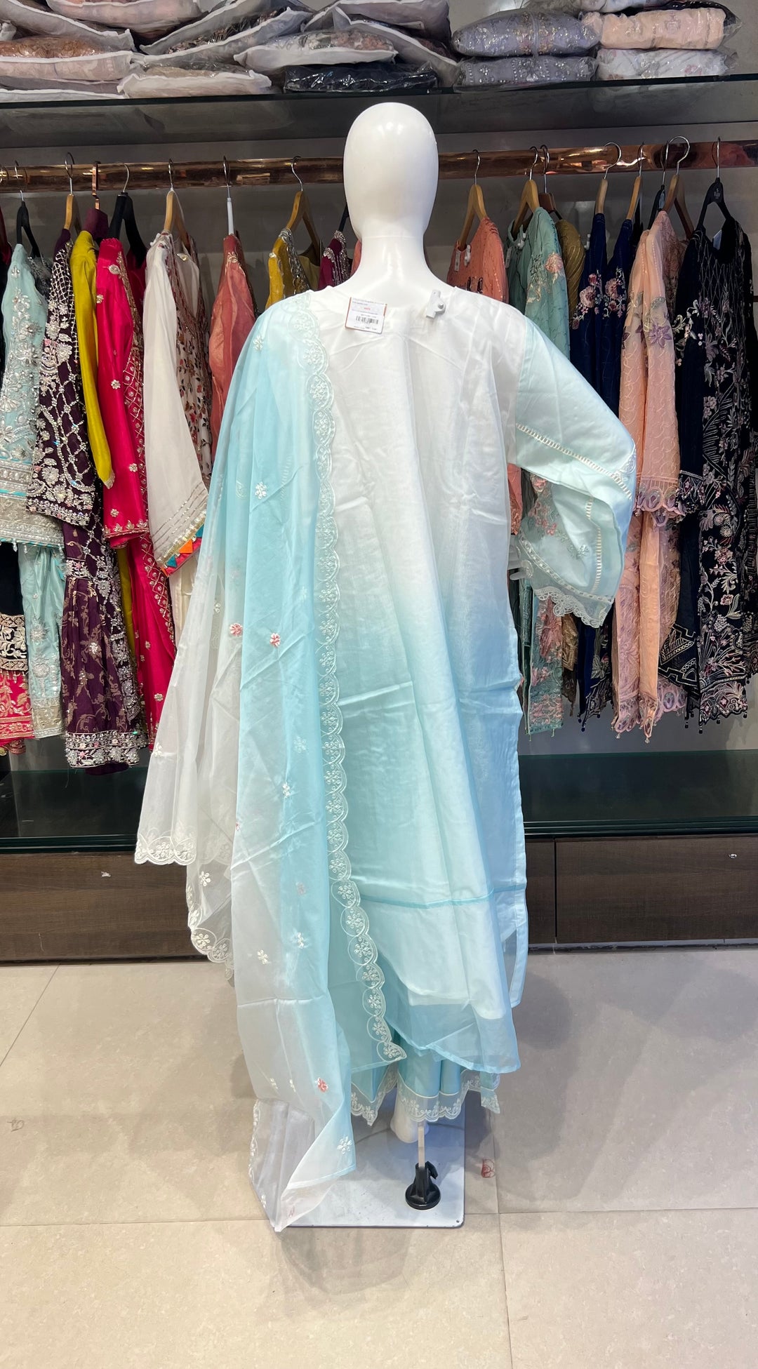 PAKISTANI ORGANZA DUPATTA WITH EMBROIDERY WORK SUIT - NMIK12