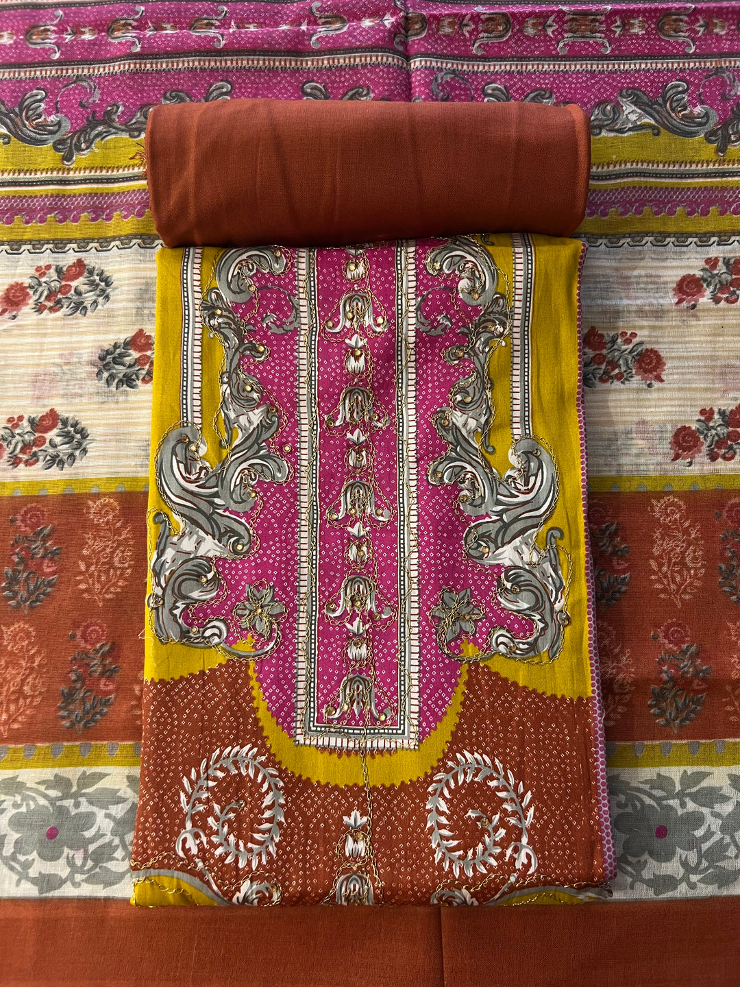 KUSHI DESIGNER UNSTITCHED DRESS MATERIAL-IKDL16