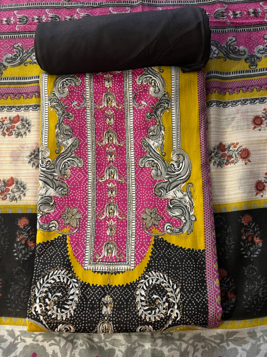 KUSHI DESIGNER UNSTITCHED DRESS MATERIAL-IKDB16