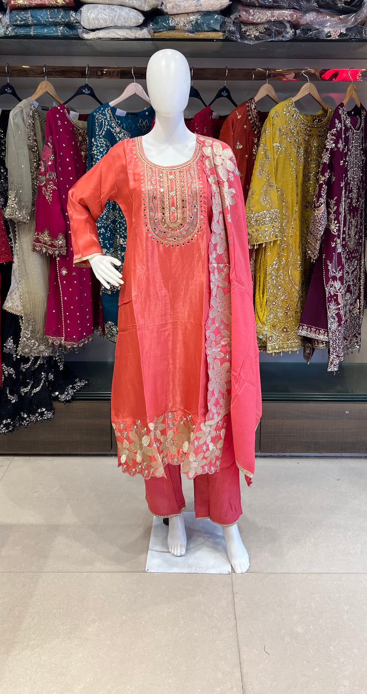 EMBROIDERY  WORK DESIGNER SUIT (3XL)- IKFQU04