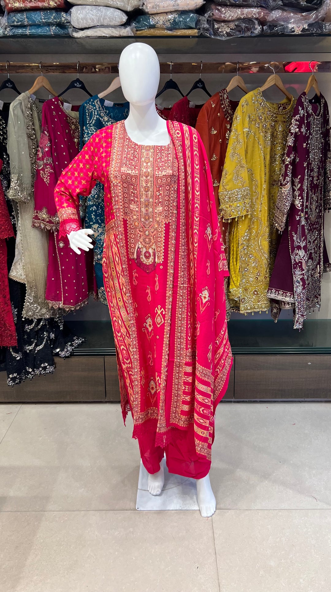 PURE MUSLEEN EMBROIDERY  WORK DESIGNER SUIT (3XL) - IKFQU08