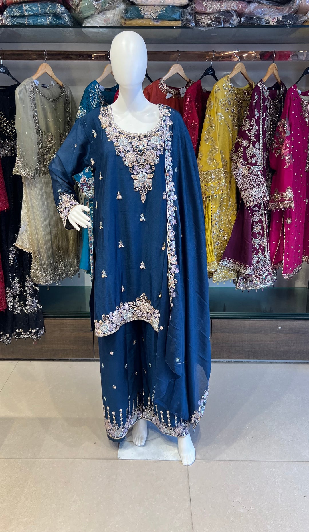 ZARI WORK DESIGNER SUIT  - IKFQE04
