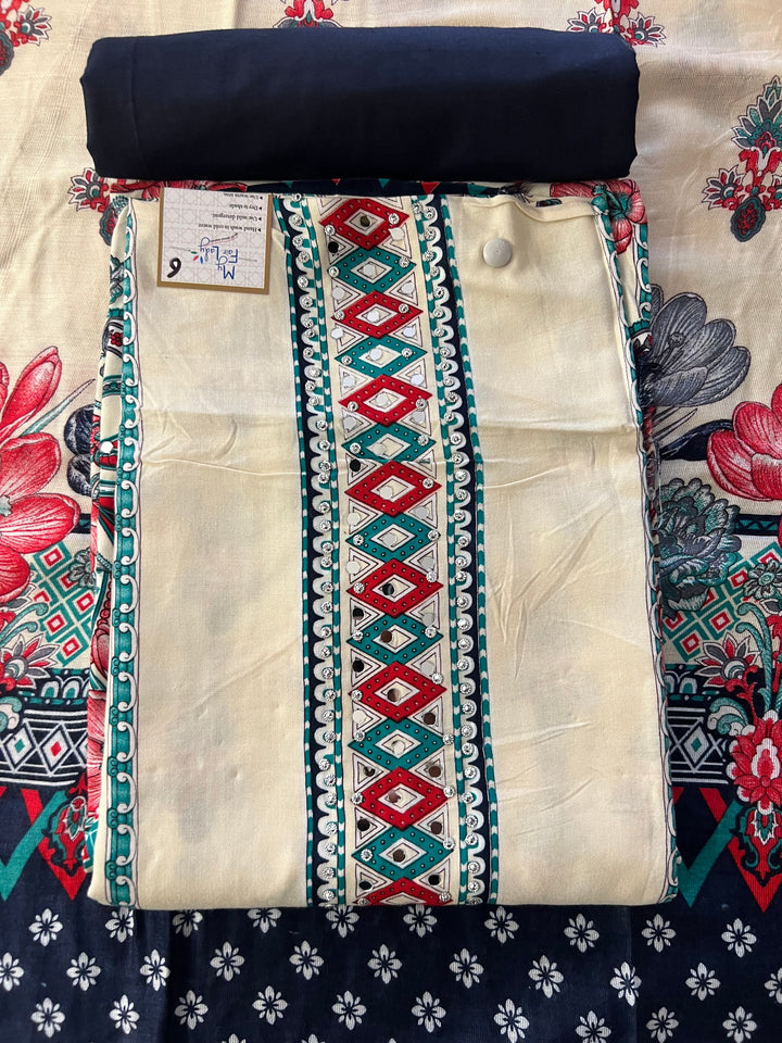KUSHI DESIGNER UNSTITCHED DRESS MATERIAL-IKLB06