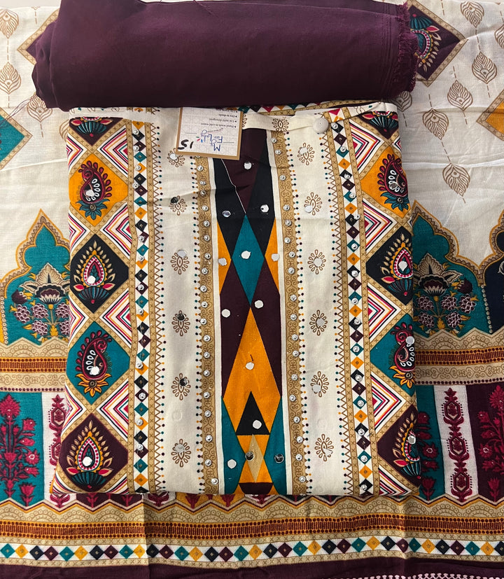 KUSHI DESIGNER UNSTITCHED DRESS MATERIAL-IKLB15