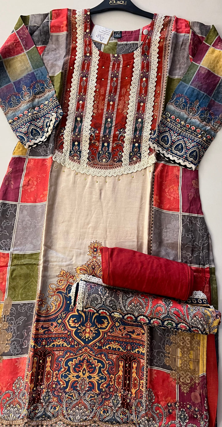 EMBROIDERED WORK DESIGNER  SUIT - IKFQE01