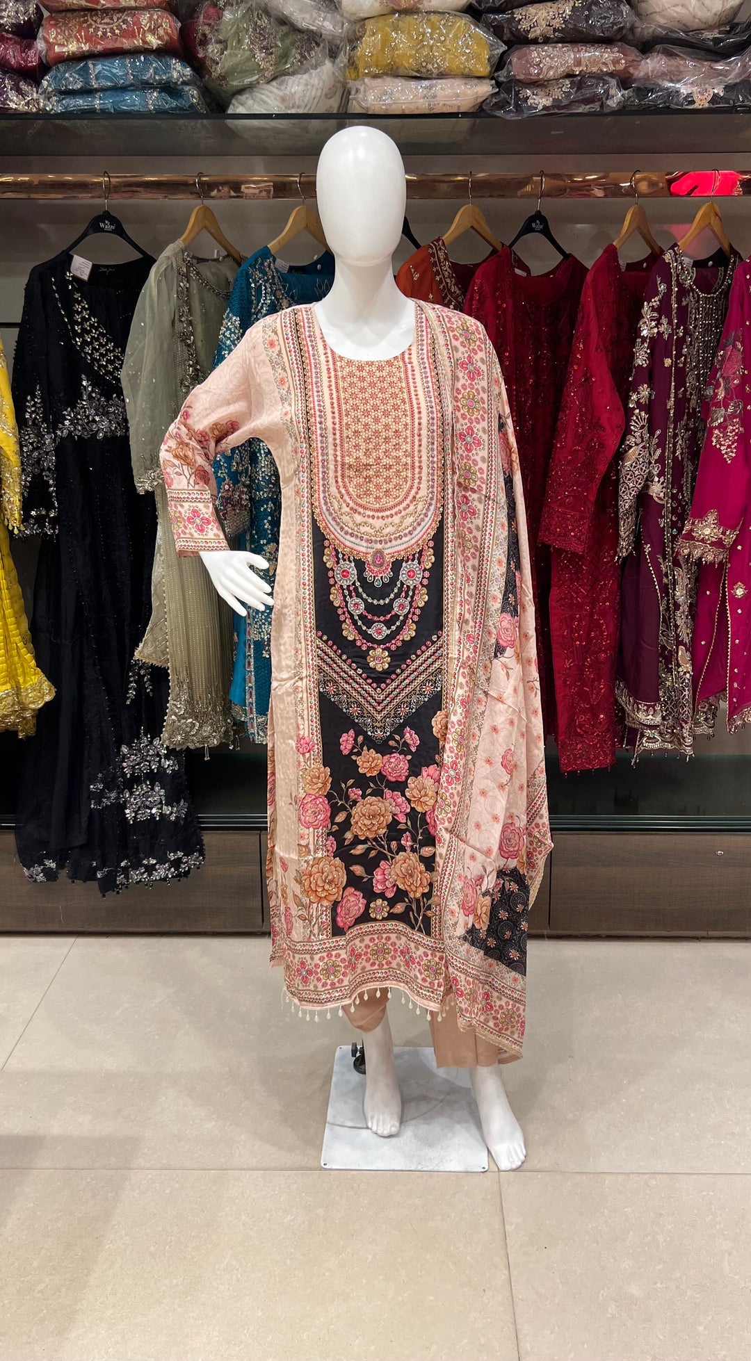 EMBROIDERI AND PRINTED WORK DESIGNER SUIT - IKFQE02