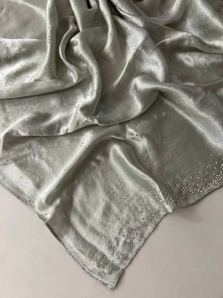 MONA SATIN FANCY STONE WORK HIJABS 1.75M*0.5M - BTZ02