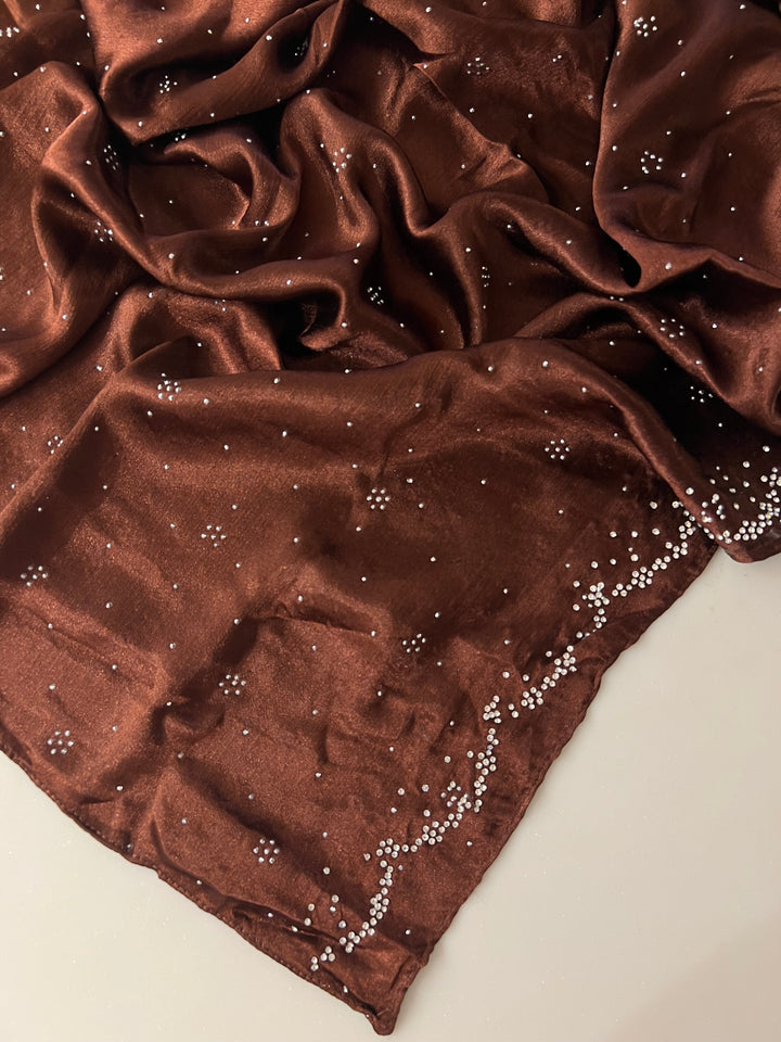 MONA SATIN FANCY STONE WORK HIJABS 1.75M*0.5M - BTZ02