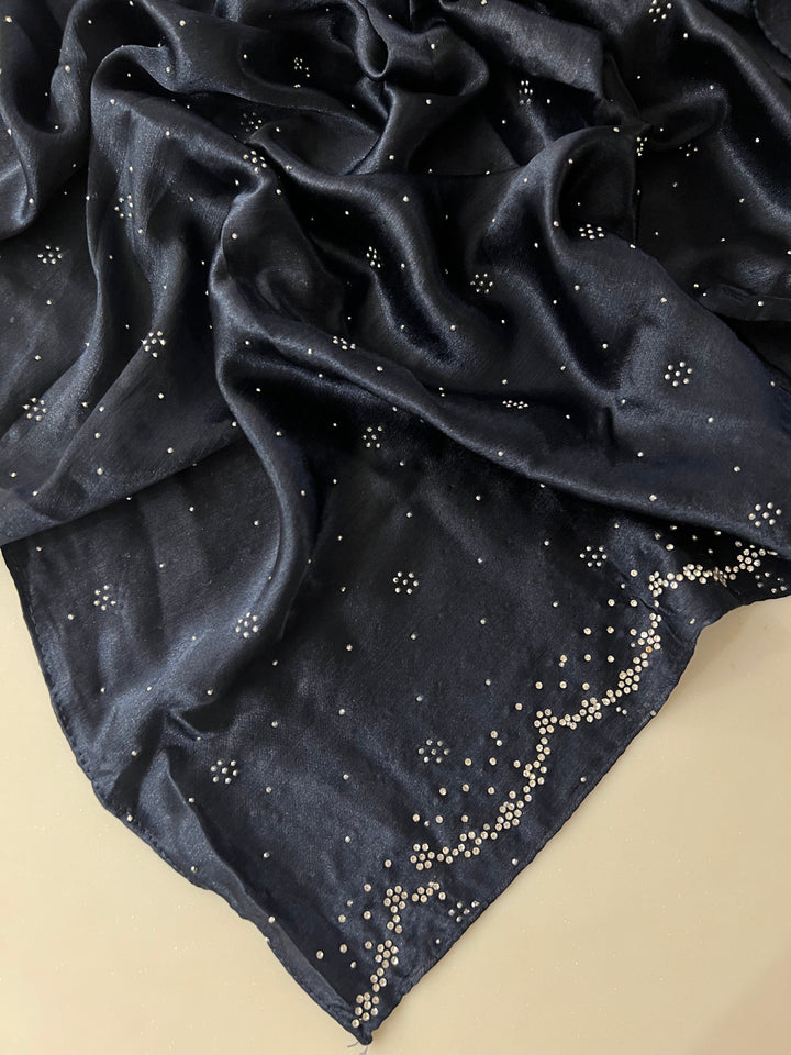 MONA SATIN FANCY STONE WORK HIJABS 1.75M*0.5M - BTZ02