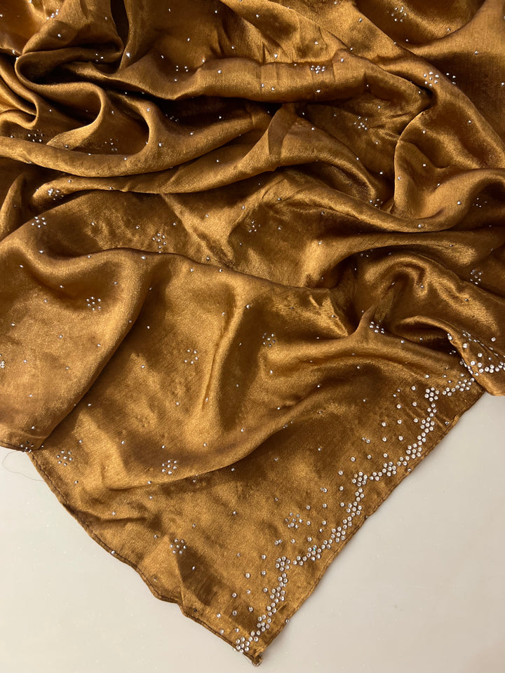 MONA SATIN FANCY STONE WORK HIJABS 1.75M*0.5M - BTZ02