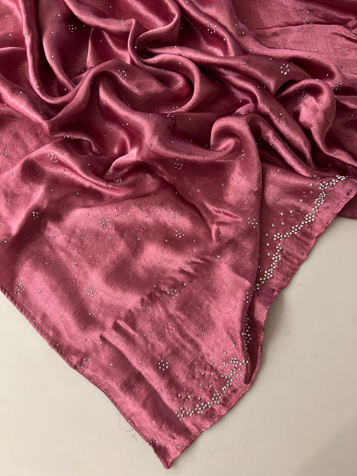 MONA SATIN FANCY STONE WORK HIJABS 1.75M*0.5M - BTZ02