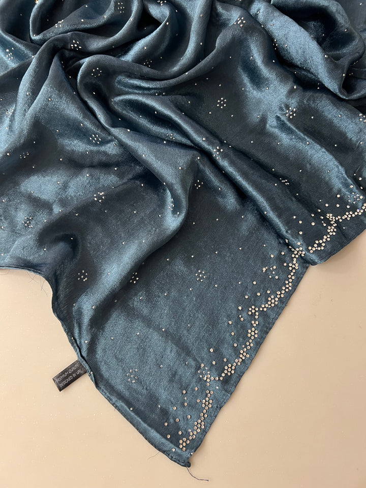 MONA SATIN FANCY STONE WORK HIJABS 1.75M*0.5M - BTZ02