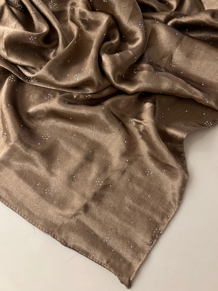 MONA SATIN FANCY STONE WORK HIJABS 1.75M*0.5M - BTZ02