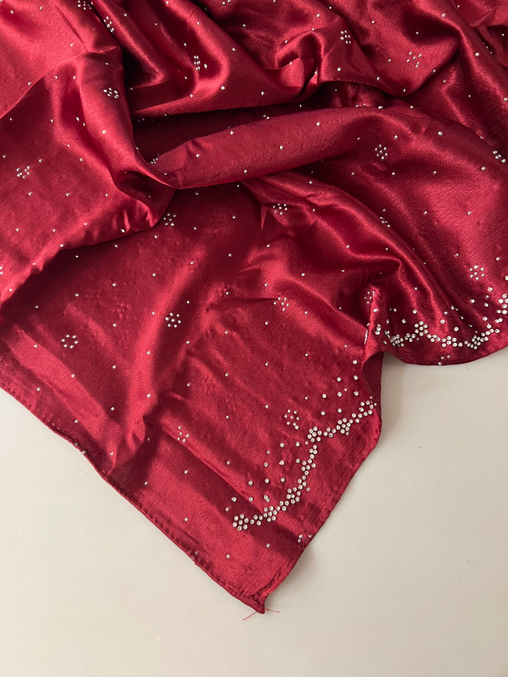 MONA SATIN FANCY STONE WORK HIJABS 1.75M*0.5M - BTZ02