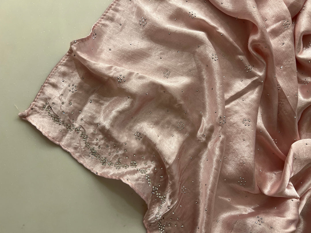 MONA SATIN FANCY STONE WORK HIJABS 1.75M*0.5M - BTZ02