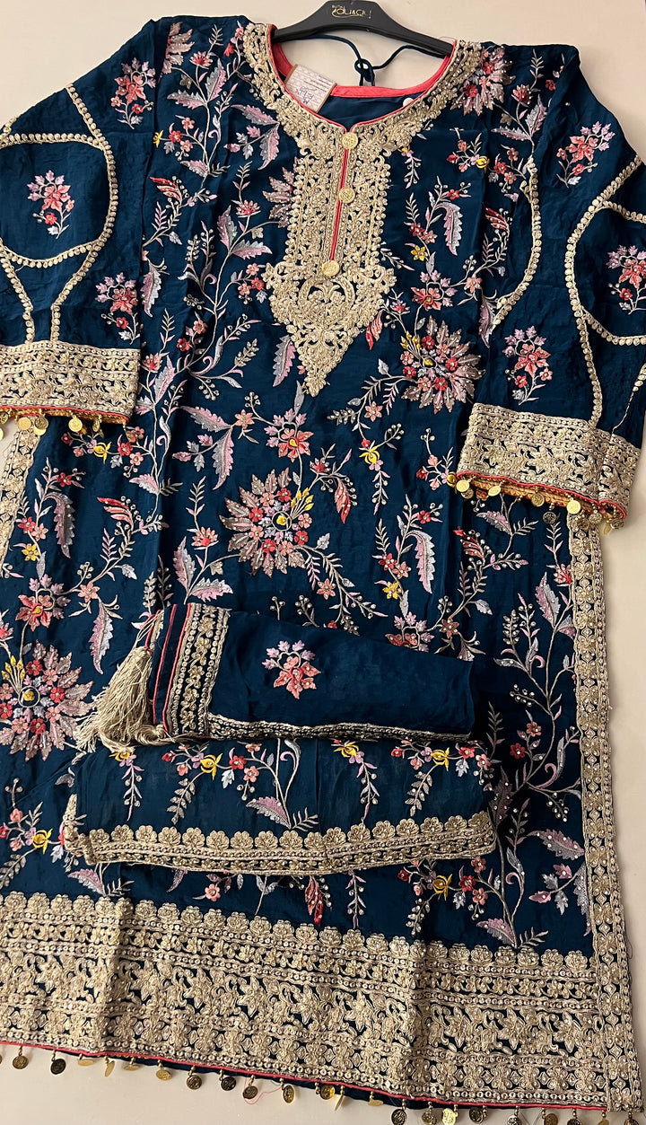 KASHMIRI WORK DESIGNER SUIT-IKRRA02/BLUE