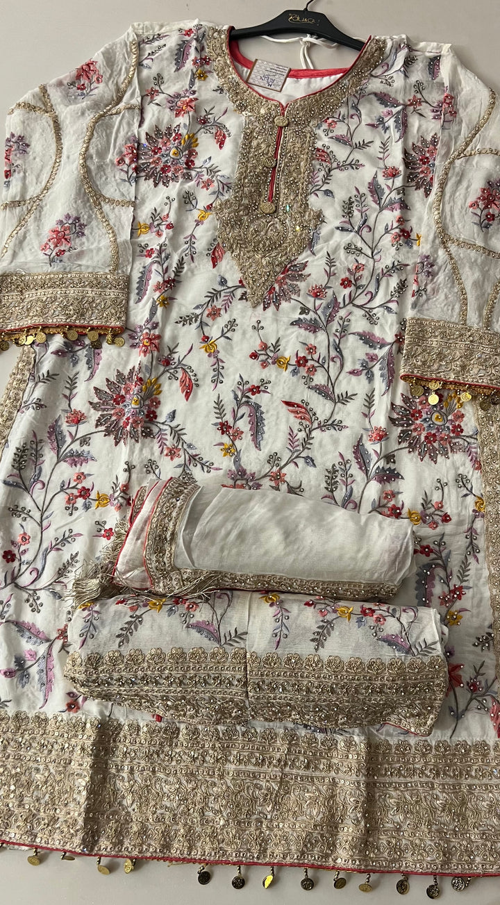KASHMIRI WORK DESIGNER SUIT-IKRRA02/WHITE