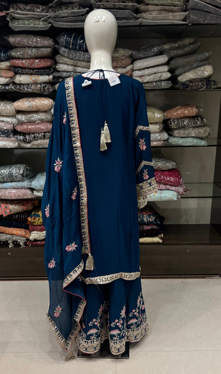 KASHMIRI WORK DESIGNER SUIT-IKRRA01/BLUE