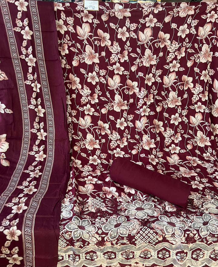 DESIGNER UNSTITCHED DRESS MATERIAL-MZE12
