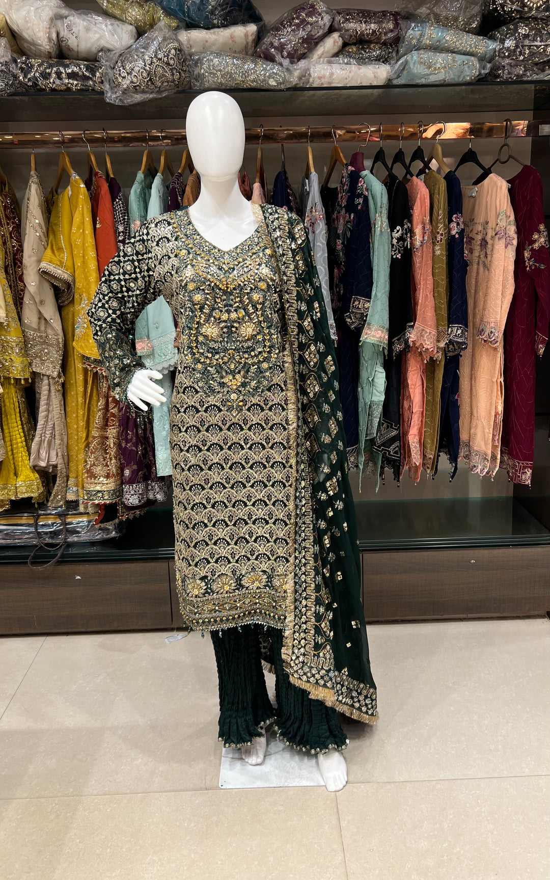 SAJNI PAKISTANI DESIGNER PLAZO WORK CHIFFON SUIT - TMSO1
