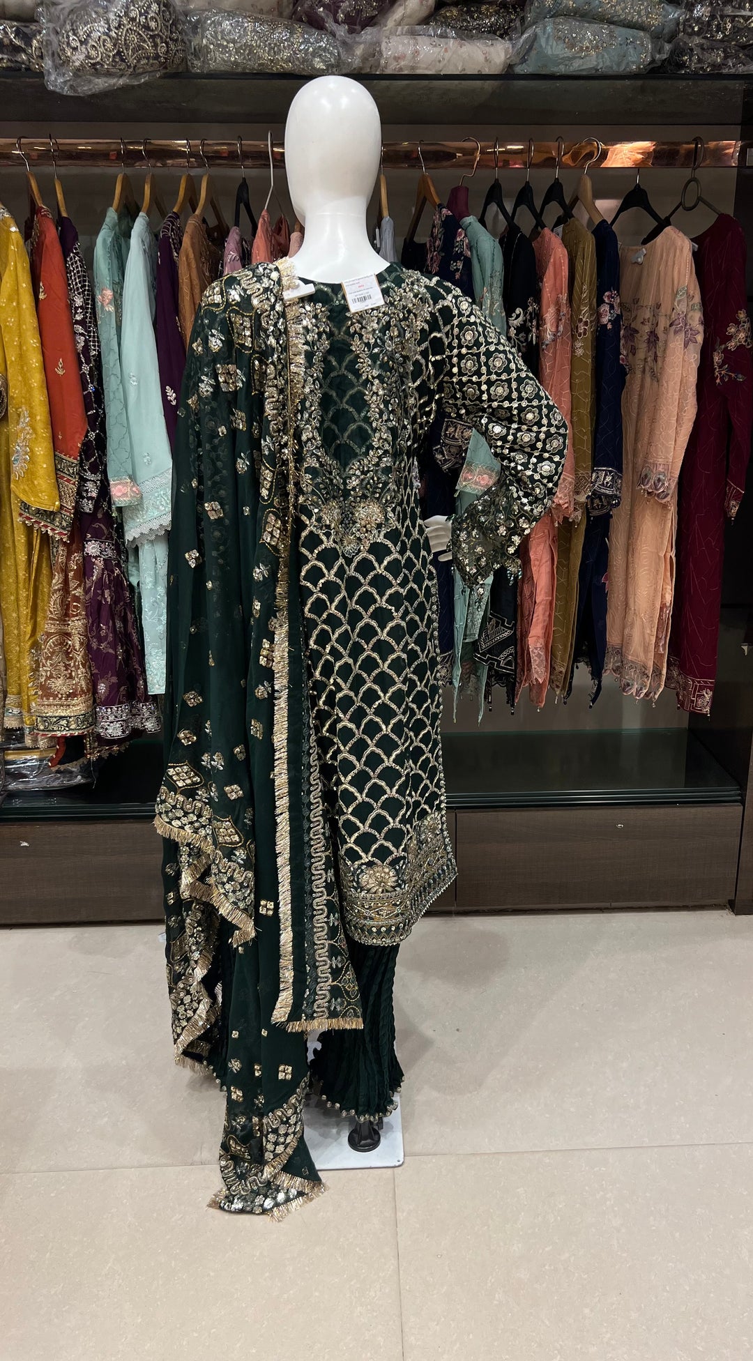 SAJNI PAKISTANI DESIGNER PLAZO WORK CHIFFON SUIT - TMSO1