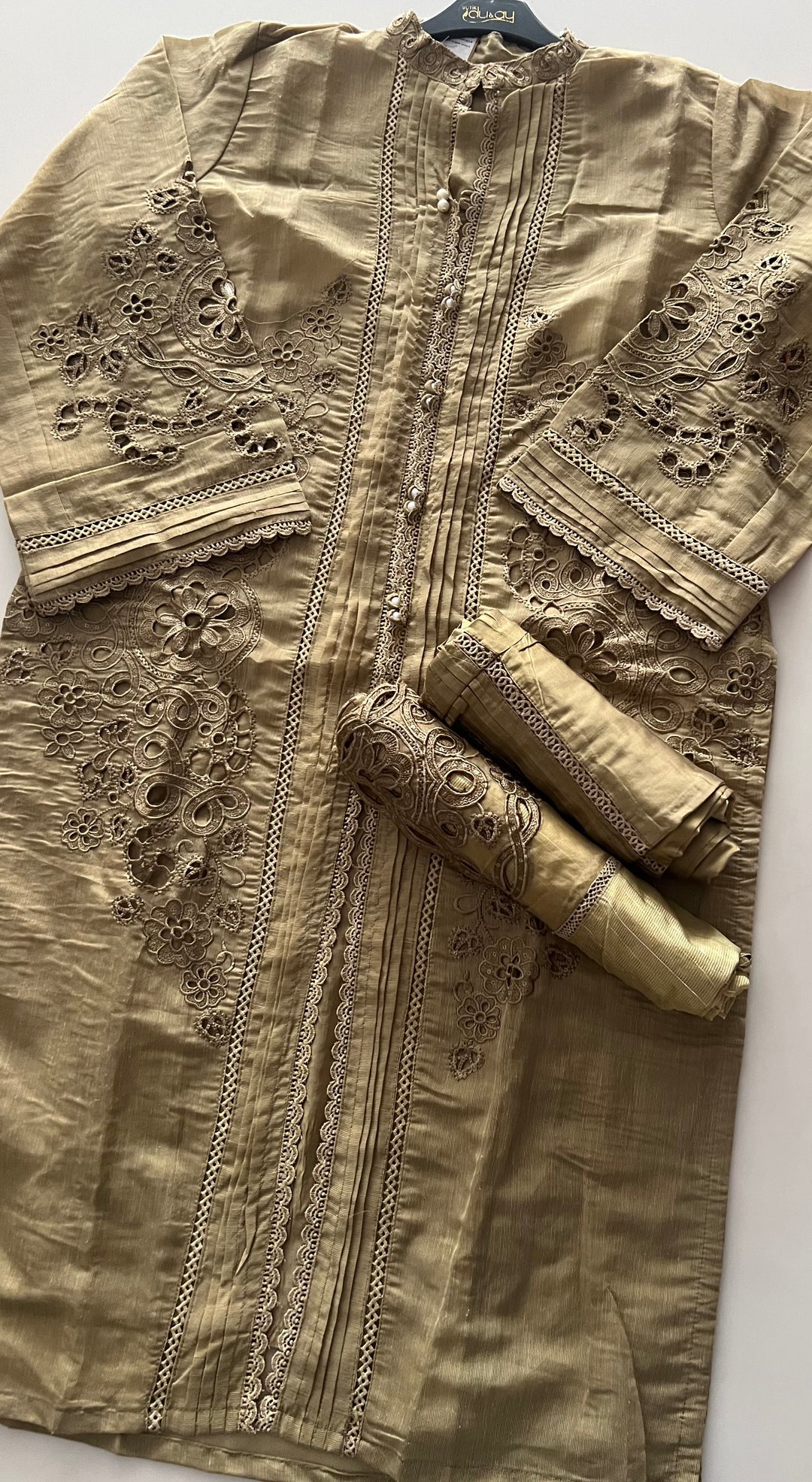 AAB-E-SABZ CUT WORK DESIGNER SUIT- AAF09