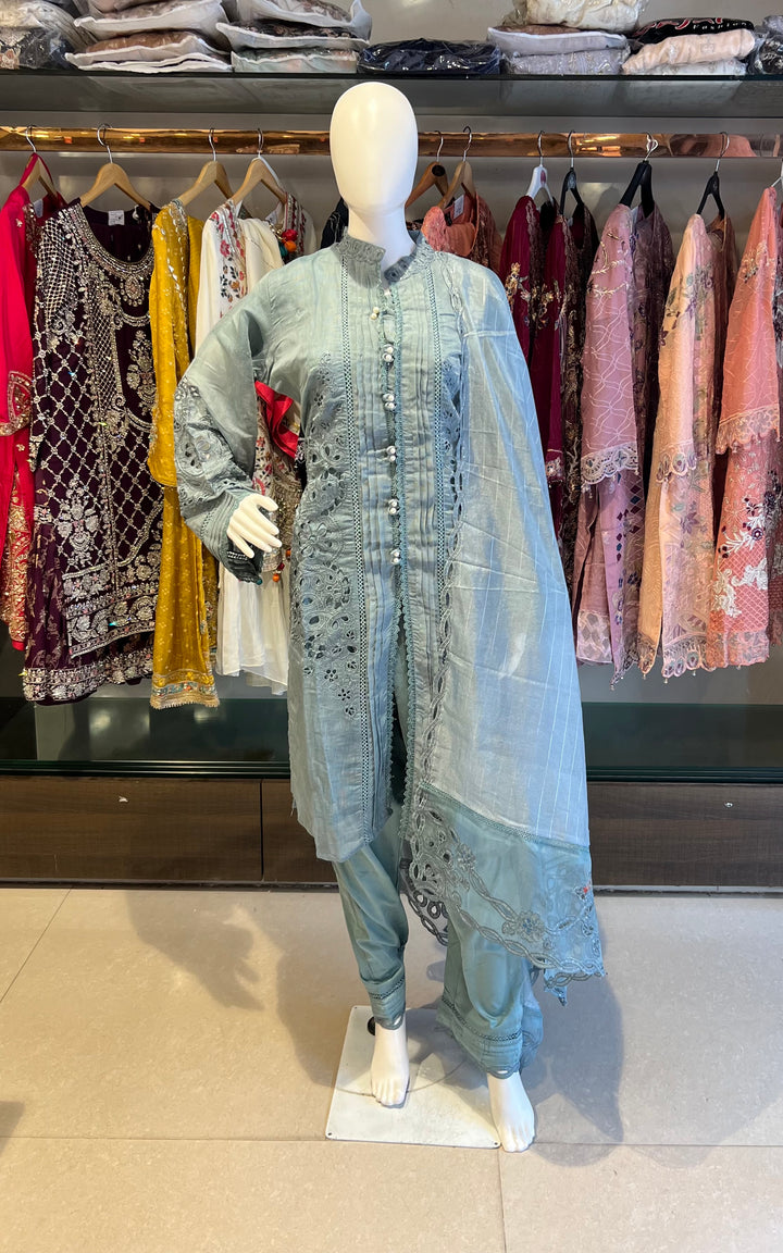 AAB-E-SABZ CUT WORK DESIGNER SUIT- AAF09